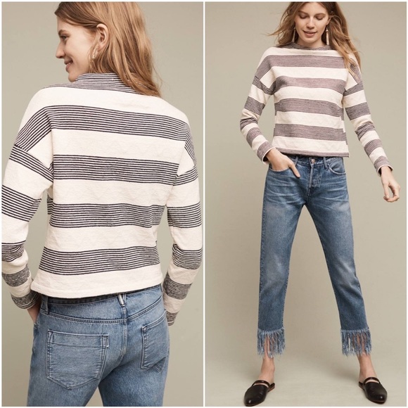 Anthropologie Eri + Ali Striped Mockneck Sweater - Picture 2 of 6